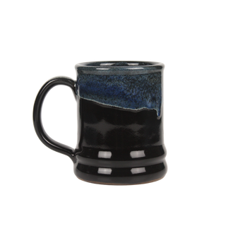 back size of two toned ceramic mug with navy on top and black on bottom