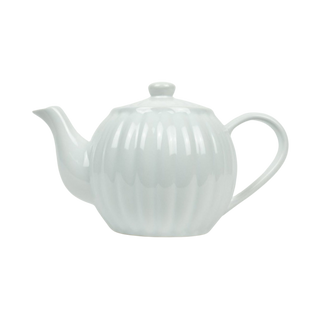 White ceramic teapot on a white background