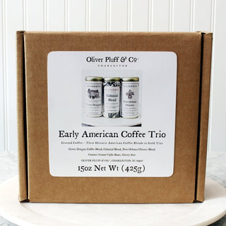 brown shipping package with label of three gold tea tins