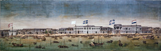 The thirteen European factories in Canton (Guangzhou), with junks and sampans on the Pearl river.