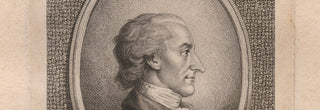 black and white side profile portrait drawing of colonial man