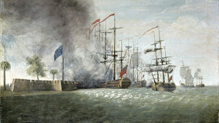 painting of british ships attacking fort sullivan in 1776