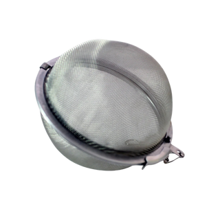 a three inch wide brewing ball that closes with a latch on the side