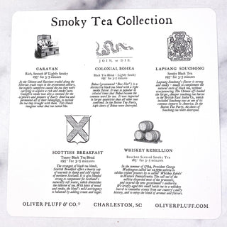 paper label of explanation of different teas 