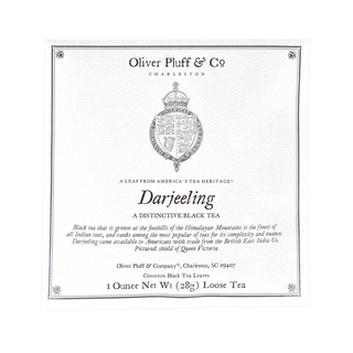 Oliver Pluff & Co Darjeeling tea white envelope 