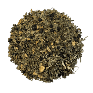 Dry tea leaves with dried elderberries on a transparent background