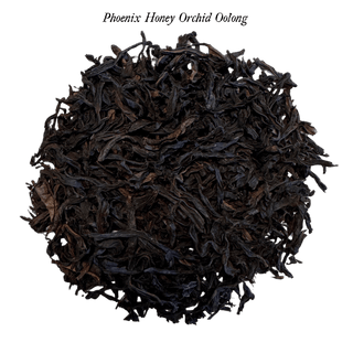 loose oolong tea leaves in round pile on clear background