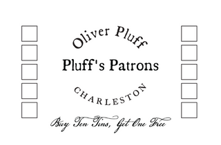 Oliver Pluff logo with 'Pluff's Patrons' and promotional text on a white background
