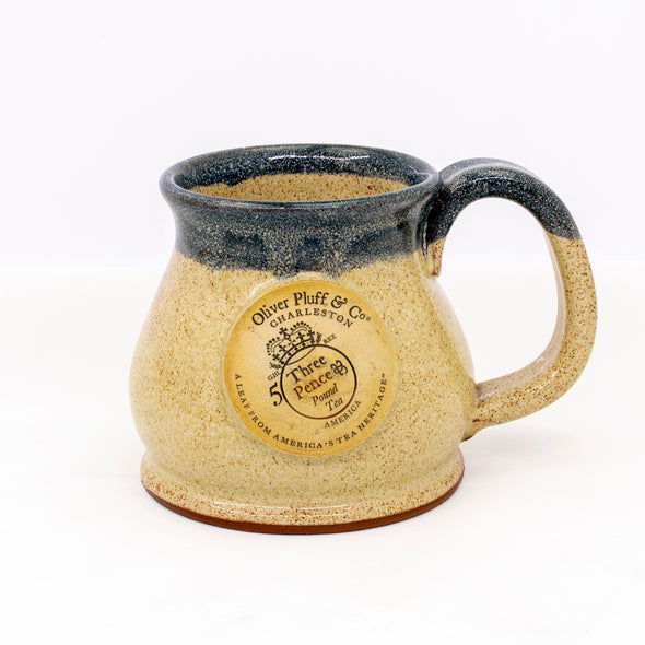 12 oz Oliver Pluff Mug - Tea Tax logo -- Hand Thrown and Made in the USA