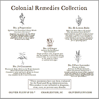 typed explanations of different ingredients in Colonial Remedies Collection