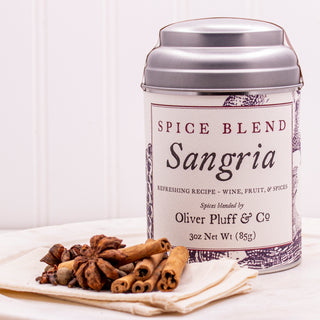 small silver tea tin with cinnamon sticks, cloves, allspice, star anise, 3 drawstring muslin spice bags